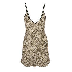 Leopard Print Mini Dress Deep V Neck Ruffle Hem Casual Wear